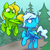 Size: 2048x2048 | Tagged: safe, artist:pfeffaroo, oc, oc:lemon green, oc:sheela bluemoon, pegasus, pony, commission, female, happy together, mare, outdoors, tree, wings