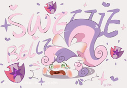 Size: 750x522 | Tagged: safe, alternate character, alternate version, artist:zhaoyingli18055, sweetie belle, pony, unicorn, g4, adorable distress, blushing, cute, diasweetes, horn, open mouth, solo, uvula