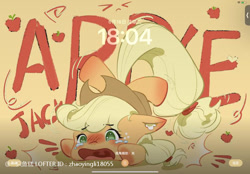 Size: 750x522 | Tagged: safe, alternate character, alternate version, artist:zhaoyingli18055, applejack, pony, g4, adorable distress, cute, jackabetes, solo