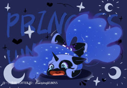 Size: 750x522 | Tagged: safe, alternate character, alternate version, artist:zhaoyingli18055, nightmare moon, alicorn, pony, g4, adorable distress, cute, moonabetes, solo