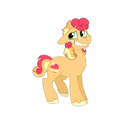 Size: 1100x1000 | Tagged: safe, artist:bishopony, oc, oc only, oc:jonagold, earth pony, pony, floppy ears, freckles, grin, looking back, male, nervous, nervous smile, offspring, parent:big macintosh, parent:junebug, raised leg, simple background, smiling, solo, stallion, transparent background, unshorn fetlocks