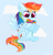 Size: 4000x4163 | Tagged: safe, artist:winstiky, rainbow dash, pegasus, pony, g4, my little pony: friendship is magic, candy, cloud, cute, dashabetes, ear fluff, eating, female, food, heart, heart eyes, outdoors, skittles, sky, solo, sparkles, spread wings, tail, underhoof, wingding eyes, wings