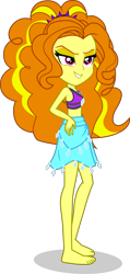 Size: 1977x4137 | Tagged: safe, alternate version, artist:dustinwatsongkx, adagio dazzle, human, equestria girls, g4, accessory swap, bare arms, bare legs, bare shoulders, barefoot, bikini, bikini top, clothes, clothes swap, feet, female, geode of shielding, grin, hand on hip, jewelry, magical geodes, necklace, puffy hair, rarity's blue sarong, rarity's purple bikini, sarong, simple background, skirt, sleeveless, smiling, solo, spiked headband, swimsuit, swimsuit swap, teeth, transparent background, vector