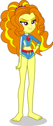 Size: 1717x4024 | Tagged: safe, alternate version, artist:dustinwatsongkx, adagio dazzle, equestria girls, g4, applejack's beach shorts swimsuit, barefoot, clothes, clothes swap, feet, female, flirting, sandals, simple background, solo, swimsuit, swimsuit swap, transparent background, vector