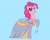 Size: 1280x1024 | Tagged: safe, artist:yinmai, pinkie pie, earth pony, pony, g4, blue background, cinderella, clothes, cute, diapinkes, dress, ear piercing, earring, evening gloves, female, gloves, gown, jetlag productions, jewelry, long gloves, mare, necklace, open mouth, open smile, pearl necklace, piercing, poofy dress, poofy shoulders, raised hoof, simple background, smiling, solo