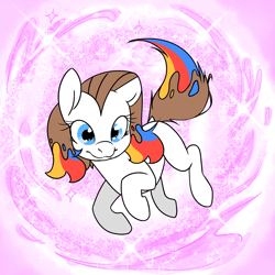 Size: 4000x4000 | Tagged: safe, alternate character, alternate version, artist:derpydoodesigns, oc, oc only, oc:titanium white, earth pony, pony, abstract background, absurd resolution, commission, female, glitter, mare, smiling, solo, ych result