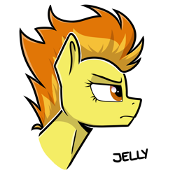 Size: 2000x2000 | Tagged: safe, artist:jellysketch, spitfire, pegasus, pony, g4, angry, bust, female, high res, mare, portrait, profile, signature, simple background, solo, white background