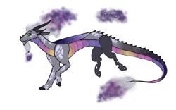 Size: 1114x696 | Tagged: safe, artist:pjj0, oc, oc:bora, changeling, dragon, hybrid, original species, ethereal mane, ethereal tail, female, leonine tail, simple background, solo, tail, white background