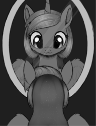 Size: 1516x1987 | Tagged: safe, artist:dusthiel, princess luna, pony, g4, mirror, monochrome, reflection, solo