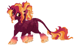 Size: 4400x2700 | Tagged: safe, artist:gigason, oc, oc only, oc:sun spotlight, pony, unicorn, g4, adoptable, blank flank, body freckles, chin fluff, cloven hooves, coat markings, colored, colored eyebrows, colored hooves, colored pinnae, colored pupils, curved horn, ear fluff, eye clipping through hair, eyebrows, eyebrows visible through hair, eyelashes, facial markings, female, female oc, fetlock tuft, flat colors, freckles, gold hooves, golden eyes, gradient fetlocks, gradient hooves, gradient legs, gradient mane, gradient tail, hooves, horn, leonine tail, long tail, looking back, magenta coat, mare, mare oc, multicolored mane, multicolored tail, neck freckles, obtrusive watermark, offscreen character, offspring, parent:luster dawn, parent:oc:star spot, parents:canon x oc, pink coat, ponytail, raised hoof, red pupils, shiny hooves, shoulder freckles, simple background, smiling, snip (coat marking), solo, standing on three hooves, striped horn, tail, tail freckles, three quarter view, tied mane, tongue out, transparent background, unicorn horn, unicorn oc, watermark