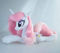 Size: 1799x1600 | Tagged: safe, artist:meplushyou, fleur-de-lis, pony, g4, irl, lying down, photo, plushie, prone, solo