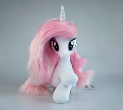 Size: 1790x1600 | Tagged: safe, artist:meplushyou, fleur-de-lis, pony, g4, irl, lying down, photo, plushie, prone, solo