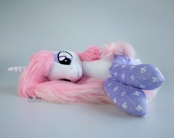 Size: 1894x1500 | Tagged: safe, artist:meplushyou, fleur-de-lis, pony, g4, clothes, irl, lying down, photo, plushie, prone, socks, solo