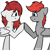 Size: 2000x2000 | Tagged: safe, artist:jellysketch, oc, oc only, oc:cherry feather (pony), pegasus, pony, duo, eye contact, female, high res, hoofbump, looking at each other, looking at someone, mare, pegasus oc, profile, side view, simple background, smiling, smiling at each other, white background, wings