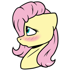 Size: 2000x2000 | Tagged: safe, artist:jellysketch, fluttershy, pegasus, pony, g4, blushing, bust, female, floppy ears, high res, looking away, looking up, mare, open mouth, portrait, profile, side view, simple background, solo, white background