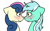 Size: 3000x1850 | Tagged: safe, artist:jellysketch, bon bon, lyra heartstrings, sweetie drops, earth pony, pony, unicorn, g4, adorabon, blushing, boop, bust, canon ship, cute, duo, duo female, eye contact, female, high res, horn, lesbian, looking at each other, looking at someone, lyrabetes, mare, noseboop, portrait, profile, ship:lyrabon, shipping, side view, simple background, smiling, smiling at each other