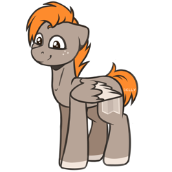 Size: 2000x2000 | Tagged: safe, artist:jellysketch, oc, oc only, oc:carmel, pegasus, pony, cute, folded wings, freckles, high res, looking at you, male, pegasus oc, simple background, smiling, smiling at you, solo, stallion, white background, wings