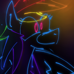 Size: 1000x1000 | Tagged: artist needed, safe, rainbow dash, pegasus, pony, g4, glowing, gradient background, looking forward, photo, smiling, solo