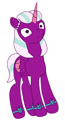 Size: 497x934 | Tagged: safe, artist:moistlimit, opaline arcana, alicorn, pony, g5, armor, colored wings, female, mare, purple coat, simple background, solo, tail, transparent background, two toned mane, two toned tail, two toned wings, wings