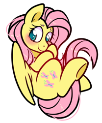 Size: 650x780 | Tagged: safe, artist:paperbagpony, fluttershy, pegasus, pony, g4, blushing, cute, daaaaaaaaaaaw, female, mare, shyabetes, simple background, solo, white background