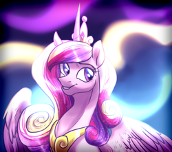 Size: 1024x904 | Tagged: safe, artist:not-ordinary-pony, derpibooru exclusive, princess cadance, alicorn, g4, eyelashes, female, mare, partially open wings, smiling, solo, sternocleidomastoid, wings