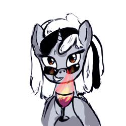 Size: 1024x1024 | Tagged: artist needed, source needed, safe, oc, oc only, oc:badluck dice, pony, unicorn, female, fire, glasses, horn, mare, prpg, simple background, solo, unicorn oc, white background