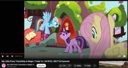 Size: 1582x846 | Tagged: safe, screencap, fluttershy, rainbow dash, twilight sparkle, alicorn, pegasus, pony, g4, season 4, testing testing 1-2-3, trade ya!, argument, blue body, blue coat, blue fur, blue pony, blue wings, butt, female, flutterbutt, flying, folded wings, frown, looking at each other, looking at someone, magenta eyes, mare, multicolored hair, multicolored mane, multicolored tail, outdoors, pink hair, pink mane, plot, purple body, purple coat, purple eyes, purple fur, purple hair, purple mane, purple tail, purple wings, rainbow hair, rainbow tail, spread wings, striped hair, striped mane, striped tail, tail, teal eyes, three toned hair, three toned mane, three toned tail, trio, trio female, twilight sparkle (alicorn), wings, yellow body, yellow coat, yellow fur, yellow pony, yellow wings, youtube, youtube link, youtube video