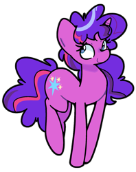 Size: 713x900 | Tagged: safe, alternate version, artist:kindakismet, pony, unicorn, fusion, fusion:pinkie pie, fusion:twilight sparkle, fusion:twinkie, horn, simple background, solo, transparent background