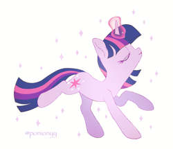 Size: 1447x1242 | Tagged: safe, artist:sion, twilight sparkle, pony, unicorn, g4, eyes closed, female, glowing, glowing horn, horn, magic, magic aura, mare, profile, side view, solo, sparkles, unicorn twilight