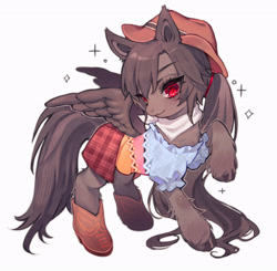 Size: 2931x2875 | Tagged: safe, artist:autumnorangee, pegasus, pony, clothes, cowboy hat, cute, female, hat, kurokoma saki, mare, ponified, skirt, solo, stetson, touhou