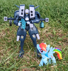 Size: 873x915 | Tagged: safe, artist:dingopatagonico, rainbow dash, pegasus, pony, g4, aries mobile suit, gundam, gundam wing, irl, outdoors, photo