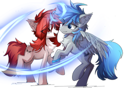 Size: 3421x2408 | Tagged: safe, artist:gale spark, oc, oc only, oc:leaf blade, oc:shadow bright, pegasus, undead, unicorn, vampire, female, horn, male, mare, stallion, wings