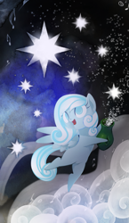 Size: 965x1667 | Tagged: safe, artist:gashiboka, oc, oc only, oc:snowdrop, pegasus, pony, cloud, everfree tarot, jug, major arcana, music notes, solo, stars, tarot, tarot card, the star