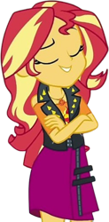 Size: 1243x2520 | Tagged: safe, edit, edited screencap, editor:mrtoonlover83, screencap, sunset shimmer, human, equestria girls, g4, background removed, crossed arms, eyes closed, female, not a vector, simple background, solo, transparent background