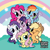 Size: 1000x1000 | Tagged: safe, artist:daieny, applejack, fluttershy, pinkie pie, rainbow dash, rarity, twilight sparkle, earth pony, pegasus, pony, unicorn, g4, chibi, cute, dashabetes, diapinkes, horn, jackabetes, mane six, obtrusive watermark, outdoors, raribetes, shyabetes, twiabetes, watermark