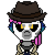 Size: 300x300 | Tagged: safe, artist:nukepony360, oc, oc only, oc:7a, pony, robot, robot pony, mlp fim's fourteenth anniversary, clothes, cosplay, costume, detective, digital art, fallout, fallout 4, female, halloween, halloween costume, hat, mare, nick valentine, nightmare night, pixel art, simple background, solo, transparent background, trenchcoat