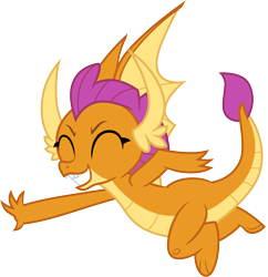 Size: 3000x3095 | Tagged: safe, artist:cloudy glow, smolder, dragon, a matter of principals, g4, my little pony: friendship is magic, ^^, dragoness, eyes closed, female, high five, simple background, solo, transparent background, vector