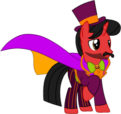 Size: 948x894 | Tagged: safe, artist:mickey1909, oc, oc only, oc:mickey motion, unicorn, cape, clothes, costume, hat, horn, magician, male, nightmare night, simple background, solo, transparent background, unicorn oc, vector