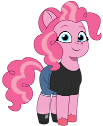 Size: 1402x1700 | Tagged: safe, artist:edy_january, artist:prixy05, edit, editor:edy_january, vector edit, earth pony, pony, g4, g5, my little pony: tell your tale, clothes, denim, denim shorts, g4 to g5, gen alpha, generation leap, jeans, looking at you, pants, shirt, shoes, shorts, sigma, simple background, solo, t-shirt, transparent background, vector, vulgar description