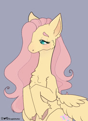 Size: 757x1040 | Tagged: safe, artist:lululaozi, fluttershy, pegasus, pony, g4, simple background, solo