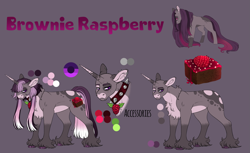 Size: 3239x1979 | Tagged: safe, artist:malinraf1615, oc, oc:brownie raspberry, pony, unicorn, horn, male, offspring, parent:party favor, parent:sugar belle, parents:partybelle, solo, stallion