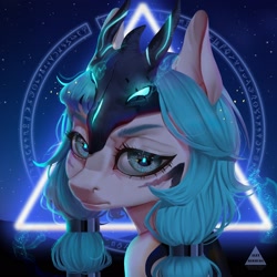 Size: 2160x2160 | Tagged: safe, artist:alex_bermuda, oc, oc only, pony, bust, face paint, high res, looking at you, portrait, side ponytail, skull, solo