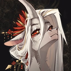 Size: 3000x3000 | Tagged: safe, artist:mycrumb, oc, oc only, pony, unicorn, bust, colored sclera, curved horn, high res, horn, jewelry, portrait, solo