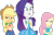 Size: 864x559 | Tagged: safe, edit, edited screencap, screencap, applejack, fluttershy, rarity, human, equestria girls, g4, applejack is not amused, background removed, blushing, excited, eyeshadow, female, happy, makeup, not a vector, pink eyeshadow, trio, unamused, varying degrees of amusement