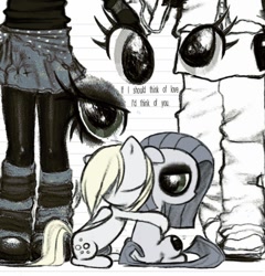 Size: 748x780 | Tagged: safe, artist:mortalcoil17, derpy hooves, oc, oc:minkie pie, earth pony, pegasus, pony, fanfic:muffins, g4, clothes, duo, eyes closed, fanfic art, female, hug, mare, skirt