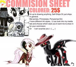 Size: 2048x1825 | Tagged: safe, artist:mortalcoil17, derpy hooves, fluttershy, pinkie pie, bat pony, earth pony, pegasus, pony, g4, advertisement, advertising, alucard, bat ponified, black coat, clothes, commission info, commission open, eyes closed, female, flutterbat, full body, hat, hellsing, hug, mare, pinkamena diane pie, ponified, race swap, raised hoof, simple background, skirt, solo, white background