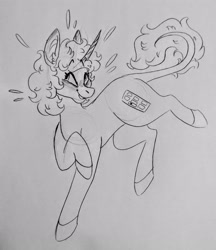 Size: 2569x2968 | Tagged: safe, artist:somelazyassartist, oc, oc only, oc:dorm pony, pony, unicorn, horn, photo, sketch, solo