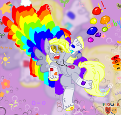 Size: 781x742 | Tagged: safe, artist:xxduncandonutxx, derpy hooves, pegasus, g4, kidcore, rainbow, redesign