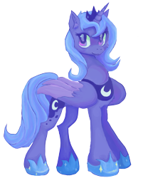 Size: 2867x3560 | Tagged: safe, artist:teochronico, princess luna, alicorn, pony, g4, colored wings, concave belly, crown, female, folded wings, high res, hoof shoes, jewelry, mare, peytral, princess shoes, regalia, s1 luna, simple background, slender, solo, thin, transparent background, two toned wings, wings