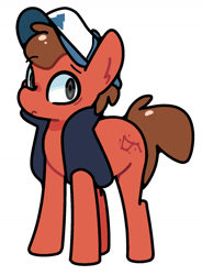 Size: 1148x1564 | Tagged: safe, artist:kindakismet, earth pony, pony, cap, clothes, dipper pines, gravity falls, hat, ponified, simple background, solo, white background